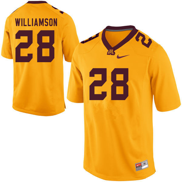 Men #28 Jason Williamson Minnesota Golden Gophers College Football Jerseys Sale-Yellow